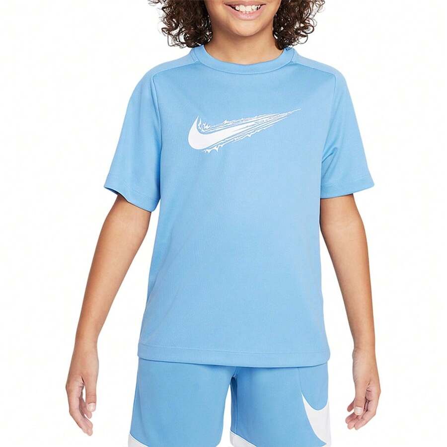 Nike 耐克青少年男童复古圆领经典简约短袖T恤 - 藍色 - 查看 1