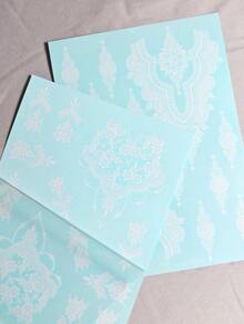 2pcs White Henna Mandala Flower Pattern Lace Satin Waterproof Temporary Tattoo Stickers, Suitable For Women, Sexy Body Art, Wedding - White - View 6