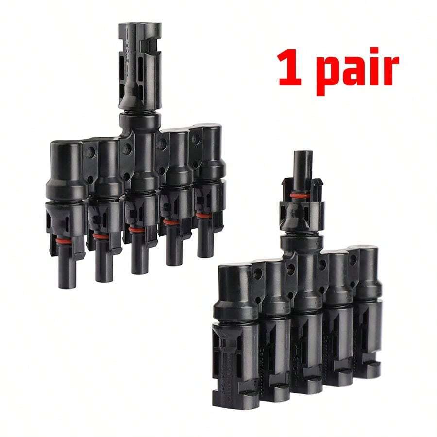 Solar Panel Connector - 5 Way Branch DIY Mount Tool Solar Parallel Connector In Pair - Solar Wire Connectors For Connection Between Solar Panels - 黑色 - 查看 1