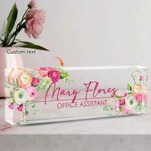 个性化办公桌铭牌 - 定制员工感谢礼品 - 亚克力办公桌铭牌 - 办公桌装饰礼品 - 送给老板、员工、教师、护士、经理的办公礼品（粉色兰花），完美的感谢礼品，个性化返校装饰，学习用品，送给教师，送给男孩女孩，送给青少年，初中生，高中生，大学生，大一新生，大二学生，低年级学生，度假氛围，办公室装饰