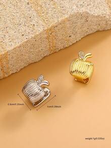 Unisex Gold Tooth Grillz, Hollow Heart, Star, Apple Shaped Zirconia Tooth Caps, 14K Gold Plated, Suitable For Cosplay, Fashion Parties, Holiday Couples Gifts - Multicolor - View 3