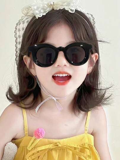 1 PC Girl's And Boy's 8-14Y Cute Daily Round Frame Polycarbonate Fashion Glasse For Outdoor