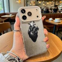 Funda de Teléfono Diseño de Corazón Anatómico Gris Para Modelos de  y  Adecuada para Todas las Estaciones Opción de Regalo Ideal - Negro - Ver 1