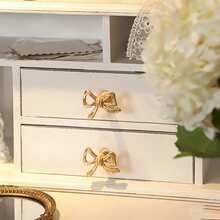1pc French Luxury Gold Bowknot Pull Handle, Minimalist Wardrobe Drawer Vanity Bowknot Pull - Gold - View 6
