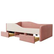 Upholstered Sofa Bed, 90 X 190 Cm, Multifunctional Bed With Two Drawers And Hanging Rails, Soft-Touch Velvet Upholstery, Mattress Not Included, Pink And Cream White - Pink + White + Soft Pack - View 4
