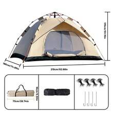 Gold Outdoor Shelter Automatic Pop-Up Tent, Sunshade,Portable Camping Tent ForTravel, Beach, Fishing,2-3/3-4Person Waterproof - Vàng - Xem 12