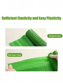 1卷加厚加长花艺皱纹纸，彩色加厚整卷皱纹纸，10根绿色花艺铁丝，适用于制作花朵、折纸和派对装饰，婚礼和派对手工花束材料 - 工艺用品 - 彩色 - 查看 7