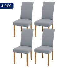 4pcs/6pcs Solid Color Splash-Resistant Chair Cover Set, Modern Polyester Stretch Dining Chair Cover, Suitable For Weddings, Restaurants, Offices, Banquets, All Seasons - Light Grey - View 12