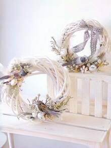 1入手工編織柳條花環,節日門飾花藝工藝品,非常適用於聖誕、婚禮、母親節、感恩節、情人節、教師節等節日手工禮品