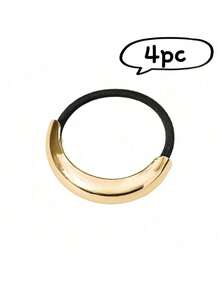 1/4个金属女士发圈扎马尾辫发绳饰品简约时尚日常休闲发饰金色头饰，发圈，橡皮筋，发绳，弹力发圈 - 彩色 - 查看 8