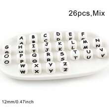 26pcs/Set, 12MM Silicone Letter Beads (Mixed Letters In White, Black, Green, Hot Pink, Etc.), Suitable For Making Handmade DIY Bracelets, Necklaces, Pens, Decorative Items, Handmade Crafts Accessories - Multicolor - View 13