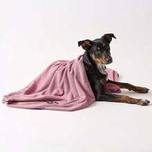 Bone Dry Colección Pet Robe - Bata de baño de Microfibra Absorbente Bordada con Cierre Ajustable, para Perros y Gatos, Talla S, Color Aguamarina(41x23.5" Rosa bordada.) - Multicolor - Ver 4