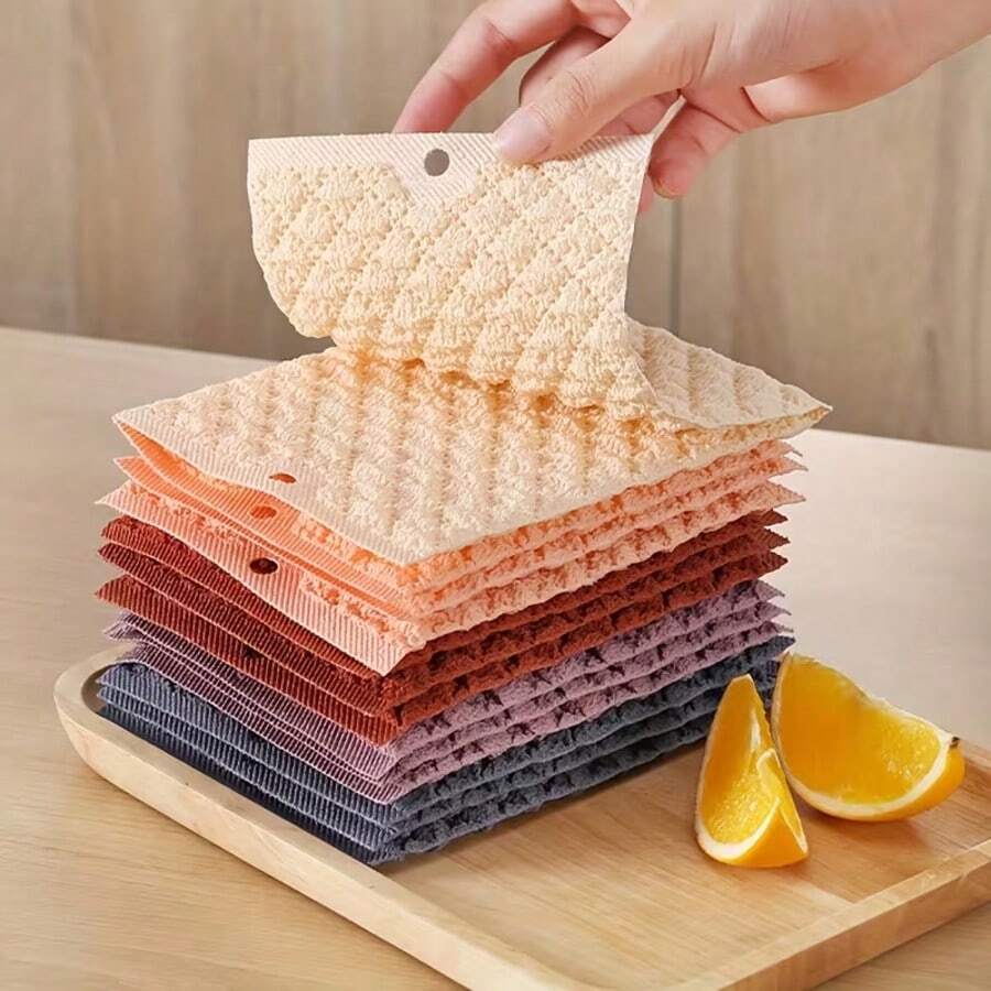 1/5 قطع قماش تنظيف ثقيلة الوزن - إضافية بمقاس 4.72 * 5.91 بوصة (12 * 15 سم) قطع قماش مطبخ، سريعة التجفيف، قابلة لإعادة الاستخدام والغسيل - للأسطح والموقد والأواني والأطباق والشحوم، بدون خطوط - متوافقة مع سائل غسيل الأطباق - قماش بوليستر متين، مسح الأسطح، سطح منسوج، امتصاص عالي للماء - متعدد الألوان - مشاهدة 1