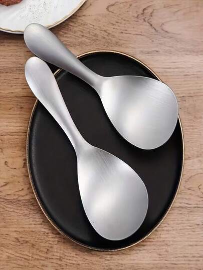 1/2把不锈钢长柄饭勺，盛饭勺，不粘饭铲，家用大号饭勺，适用于家庭、酒店、餐厅、厨房、餐饮、餐饮设备、大号勺子、优质钢材、耐用厨具、多用途勺子、不粘勺、餐饮服务、家庭厨师