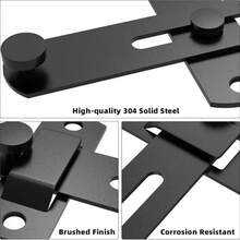 Heavy Duty Barn Door Lock Kit - 180°/90° Flip Sliding Latch & Door Lock, Easy Install For Barn Doors,Pet Doors, Bathrooms, Sliding Doors, Garage & Cabinets - Black - View 5