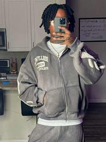 Y2K Hip-Hop Street Wear European And American Fashion  Brand Letter Printing Splicing Loose Sweater Men's And Women's Jumper - 11 - 查看 2