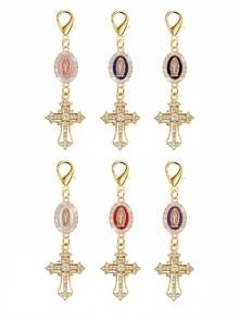 基督教十字架吊坠钥匙扣，镶钻十字架吊坠挂饰 - 十字架钥匙扣包包挂饰，十字架吊坠钱包背包装饰耳机盒配件行李箱和汽车钥匙扣钱包挂饰钥匙圈 - 彩色 - 查看 8