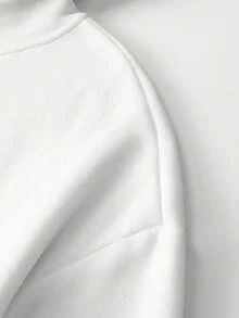 1PC Men's White Solid Color Drop Shoulder Long Sleeve Drawstring Pocket Casual Hoodie, Autumn/Winter, Suitable For Work, Daily Office Sports, And As A Gift For Husbands And Boyfriend - trắng - Xem 5