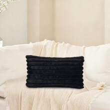 1 件黑色枕套,方形墊套,度假家居裝飾,柔軟舒適的防兔毛面料,現代裝飾沙發,適合家庭臥室、宿舍使用 - 黑色 - 查看 12