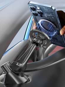 Car Magnetic Phone Holder For Air Vent - Magnetic Mount With 360° Rotation, Shockproof Metal Hook & EVA Adhesive, One-Click Installation, No Obstruction To Vent Or View, Universal Fit For 4.7-8 Inch Phones,Magnetic Phone Holder For Side Window Air Vent - Black - View 3