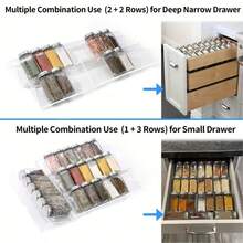 1pc/2PCS/4PCS Spice Drawer Organizer Trays -Expandable, Acrylic, Kitchen Drawers, Spice Jar Rack, Cabinets, Pantry(Jars Not Included) - One Size - View 2