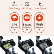 1pc Solar Powered Motion Sensor Light, Outdoor Wall Light, 3 Modes, Suitable For Fence, Patio, Wall, Garage, Yard Safety Lighting - Black - View 3