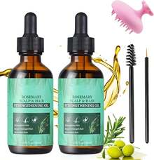 ¡RecomendadoAceite de Romero:Aceite de Romero para El Cabello-Aceite de Romero con Cepillos Masajeador del Cuero Cabelludo Para el Cabello Reparar El Cabello Seco y DañAdo Crecimiento Del-2PCS 60ML Rosemary Oil Hair Growth-100% Puro Natural Cejas Pestañas¡Top de Temporada - 1 - Ver 2