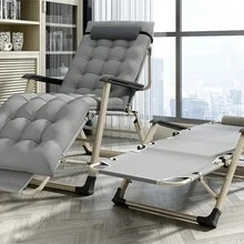 Tumbonas ajustables en el Salón de tumbonas plegables portátiles, con almohadillas extraíbles, tumbonas plegables para la siesta, camas plegables + almohadillas de algodón perlado + almohadas - Gris - Ver 7