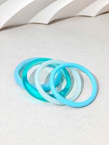 Set de 4 pulseras de mujer de estilo vintage de resina acrílica (color y patrón aleatorios) - verde menta - Ver 42