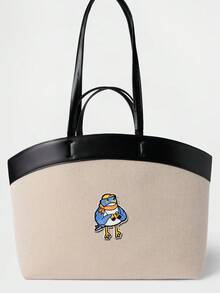 1pc Cute Blue Bird Embroidered Patch, Cartoon Bird With Scarf And Hat Badge, Healing Animal Iron-On Applique, Suitable For Jacket, Bag, DIY Clothing Decoration - Multicolor - View 5