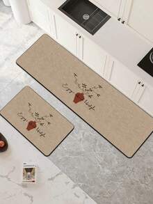 [HOT!!!] 1pc Soft Rubber Kitchen Mat, 3.5mm Thick Kitchen Rug, Plum Blossom Floral Patterned Design, Minimalist & Fashionable Style, Water-Absorbent Kitchen Mat, Can Be Customized To Fit Kitchen, Made Of Surface Fabric, Middle Sponge Layer, Bottom Rubber Layer, Suitable For Kitchen Rugs, Kitchen Decor, Wedding Decor, Home Decor, Bathroom Mats, Entryway Mats, Laundry Room Mats, Hallway Runners, Living Room Mats, Etc. - Multicolor - View 3