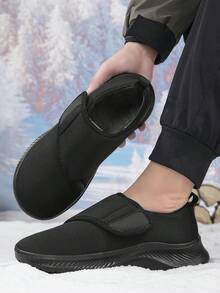 Giày điều chỉnh được cho người già, giày đế bằng mềm mại có khóa dán, giày kiểu mẹ, bốt rộng rãi ấm áp thoải mái có đệm cho mùa thu/đông. - màu đen - Xem 20