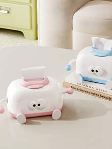 1pc Creative Cute Big Eye Tissue Box, High-End Paper Towel Box, Cream Style Home Living Room Tabletop Napkin Holder - Multicolor - View 2