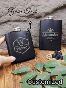 Personalizowana przenośna piersiówka, Personalizowana piersiówka, Personalizowana piersiówka z grawerowanym imieniem i datą dla mężczyzn, Personalizowana piersiówka ze stali nierdzewnej z grawerunkiem, Personalizowana piersiówka na alkohol na prezent urodzinowy, Piersiówka dla drużbów, Nadaje się na przyjęcia urodzinowe, wesela, Walentynki, rocznice, Dzień Ojca - Wielokolorowe - Zobacz 2