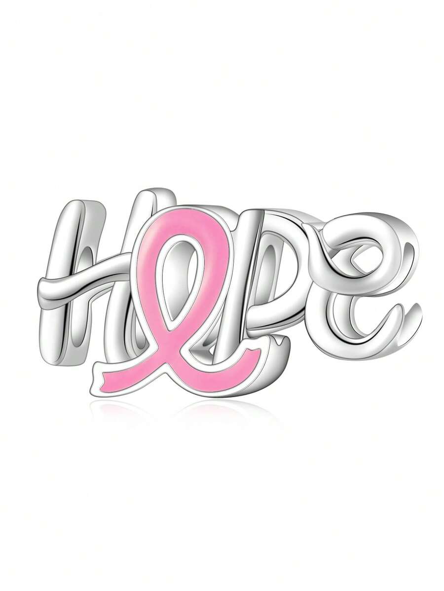1 pieza Pulsera y Collar de Cuentas con Tema de Prevención del Cáncer de Mama "HOPE" Conmovedor, Regalo con Significado de Caridad Significativo - Plateado - Ver 1