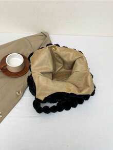 新款毛绒手提包，时尚大容量多功能单肩托特包，柔软可爱大容量单肩包，毛绒包 - 黑色 - 查看 6