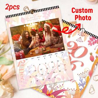 Customized 2026 Calendar, 12-Month Calendar, Pink Floral Calendar, 12 Different Photos, Family Portrait, Couple Photos, Wedding Photos Printing, Christmas Gift, Home Decor Calendar, Photo Customization, New Year Gift, Small Gift, Holiday Gift, 2026 Wall Calendar, New Year, Suitable For Family, Friends, Party Decor, English Version, Non-Holiday General Version,Multi-Functional, Ornamental,Reusable,Exquisite,Stylish,High-Quality,Colorful,Modern,Custom,Personalized,Unique,Ideal Gifts For Him,Ideal Gifts For Her,Boyfriend,Dad,Girlfriend,Mom,Family,Friends,Tea Room,Home,Garden,Office,For Anniversaries,For Valentine's Day,For Mother's Day,For Birthdays,For Father's Day,For Graduation,For Weddings,For Housewarming,Customized Gift Wrapping Supplies,Festive Calendar