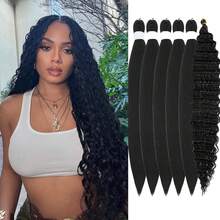 Braiding Hair Pre Stretched Brown Boho Braiding Hair 6Packs/Lot 26 Inch Curly Deep Wave Hair Ez Extensions Braid Hairs - Multicolor - View 23