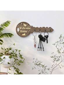 Bohemian-Style Country Wooden Key Holder With Rack And Hook - Easy To Install, Space-Saving Wall-Mounted Organizer, Suitable For Keys, Coats, Etc. - Suitable For Entrances, Kitchens, Offices, Key Hangers - Black - View 11