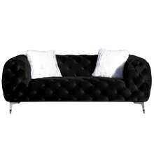 73.2" Tufted Velvet Loveseat Sofa - Modern Comfy Couch With Wide Armrests & Deep Seats, Silver Metal Legs For Small Space Apartment - màu đen - Xem 4