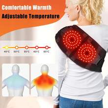 Cordless Heating Pad With Massager, Back Brace Heating Pad For Back Pain Relief, Heated Back Support Belt With 5 Heating & 3 Vibration Modes, Rechargeable Low Back Massager For Women Men - 黑色 - 查看 4
