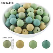 48颗/套，12毫米/15毫米，4种颜色混合硅胶珠，适用于制作手工DIY手链、项链、钢笔、装饰品、手工工艺品配件 - 彩色 - 查看 30