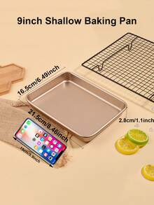 1pc 9/11/13 Inch Thick Non-Stick Rectangular Cake Mold, Suitable For Baking Cakes, Swiss Rolls, Nougat, Mooncakes, Easy To Clean And Release, , Kitchen Baking Accessory - Rectangular Old-fashioned Cake Shallow Dish - View 4