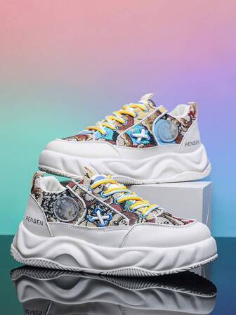 Men's Casual Sneakers New Fashionable Sports Shoes For Men Comfortable, Lightweight And Versatile Colors Thick Sole Heightening Bread Shoes