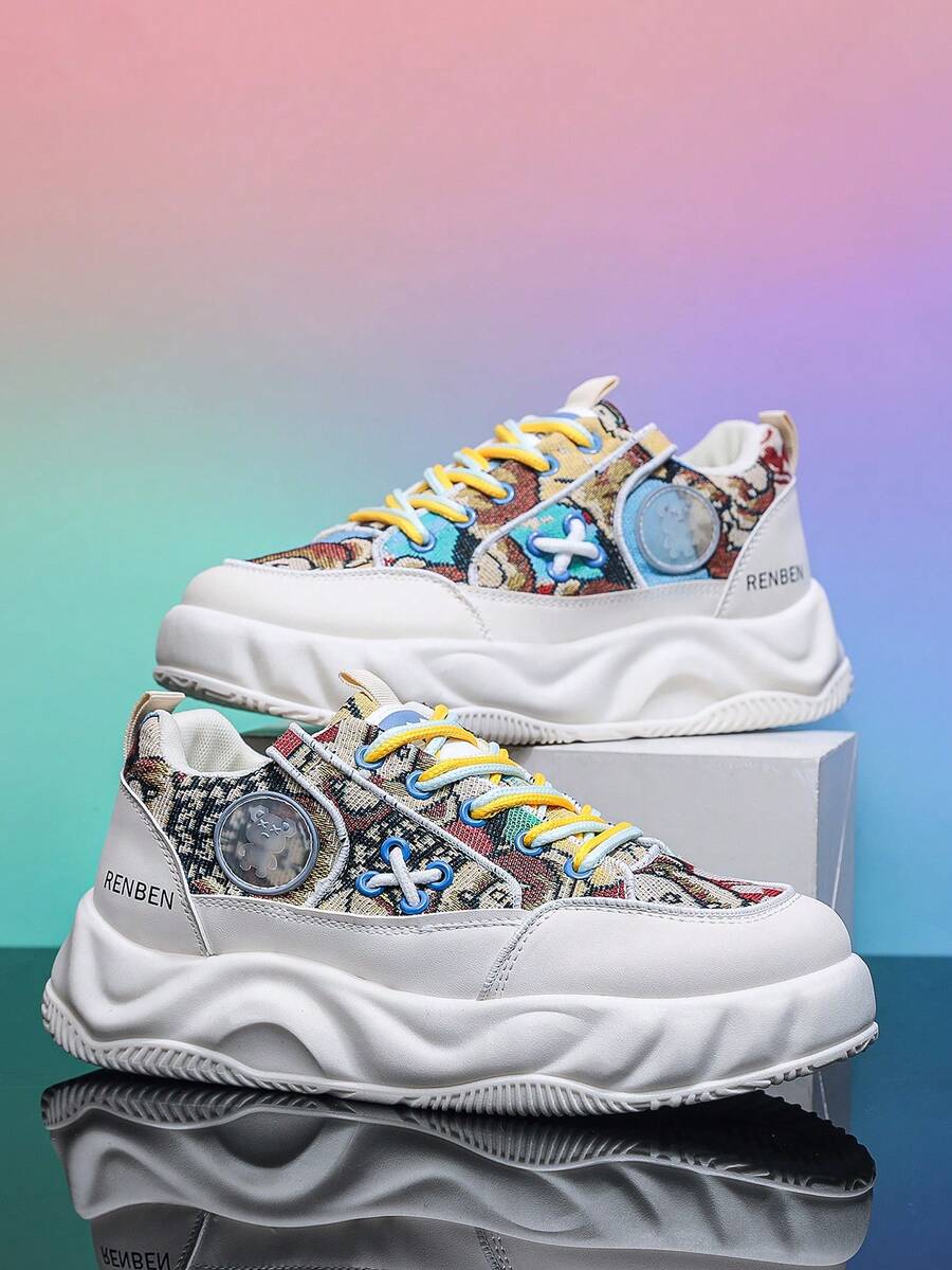 Men's Casual Sneakers New Fashionable Sports Shoes For Men Comfortable, Lightweight And Versatile Colors Thick Sole Heightening Bread Shoes - Multicolor - View 1