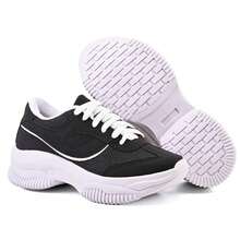Women's Casual Sneakers, Blogger Style, Platform Shoes, White, Black, Beige, Comfortable, Chunky, Lightweight, New Release, Top Quality, Original Fashion, White Sneakers - 黑色 白色 - 查看 2