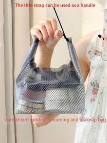 1pc Gray Multifunctional Handheld Toiletry Bag Buckle Design, Portable Waterproof Storage Bag, Fitness Clothing, Swimming Bathroom, Large Capacity Bundle Pocket, Men's And Women's Outdoor Travel Toiletry Bag - Multicolor - View 8