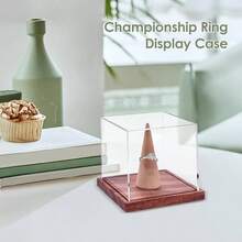 Championship Ring Holder Championship Ring Display Case Clothing Wardrobe Wooden Base Acrylic Stand Showcase Accessories Baseball Softball Tournament Soccer Basketball Sports - Multicolor - Ver 3