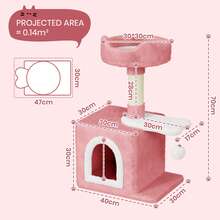 DOGAT Small Cat Tree Tower 70cm 28 Inch Indoor Cat Tree With Condo Scratching Post Top Perch Fish Platform Dangling Ball Colourful Kitten Activity Centre For Apartments Corners And Small Rooms - Pink - Pink - View 2