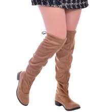 Bota Over Feminina The Knee Cano Longo Salto Baixo Moda - Caramelo - Visão 5